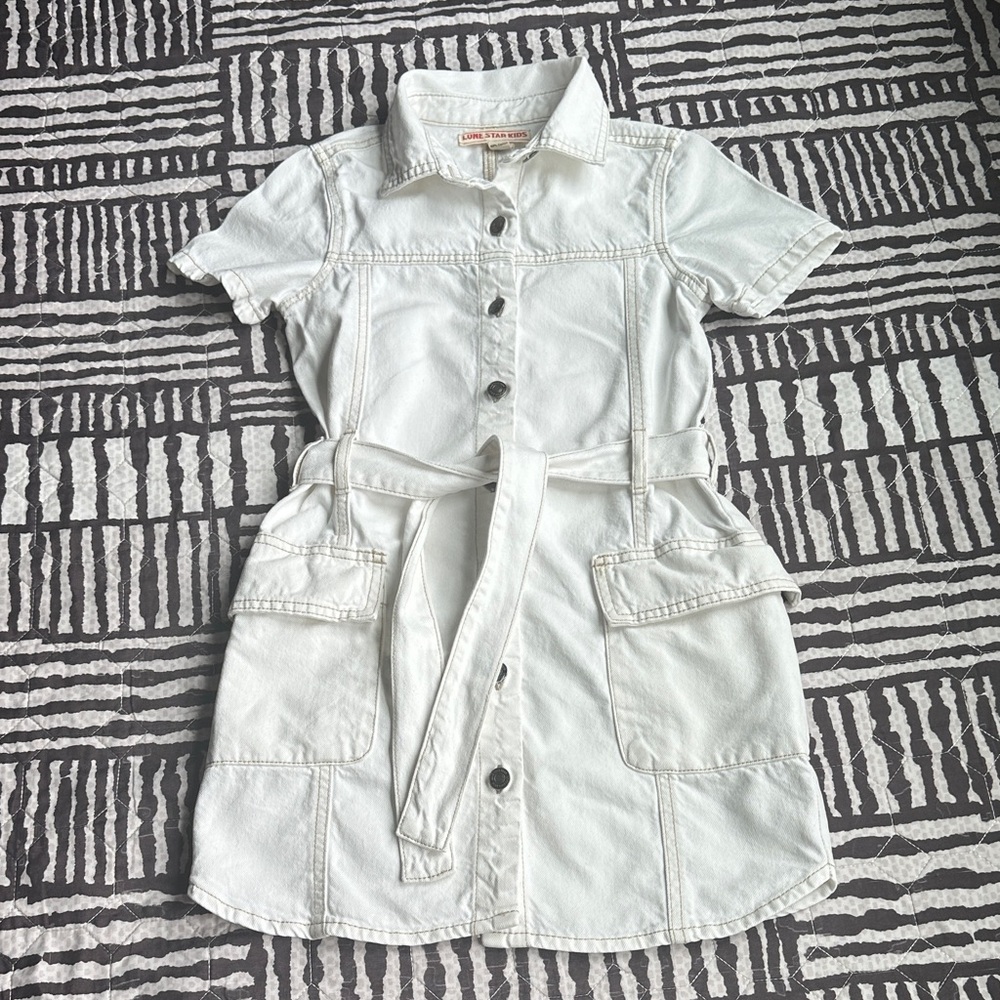 Ivory denim button down dress